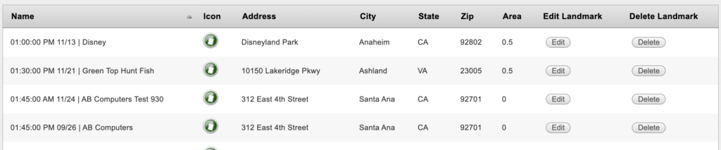FieldLogix locations list