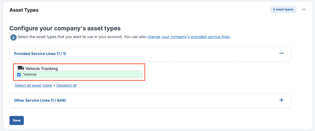 servicetrade vehicle settings