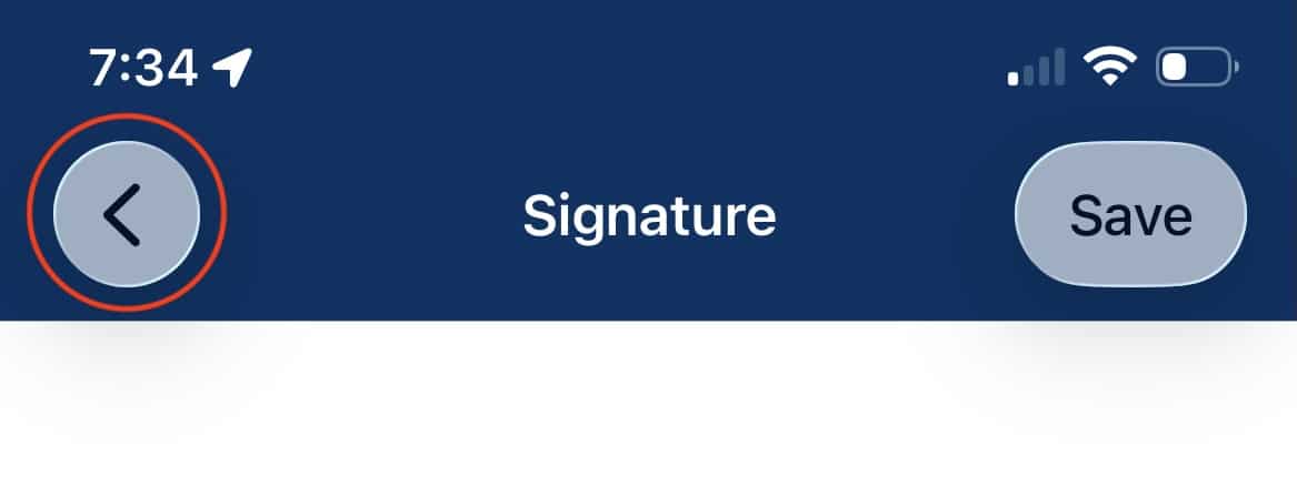 signature back button